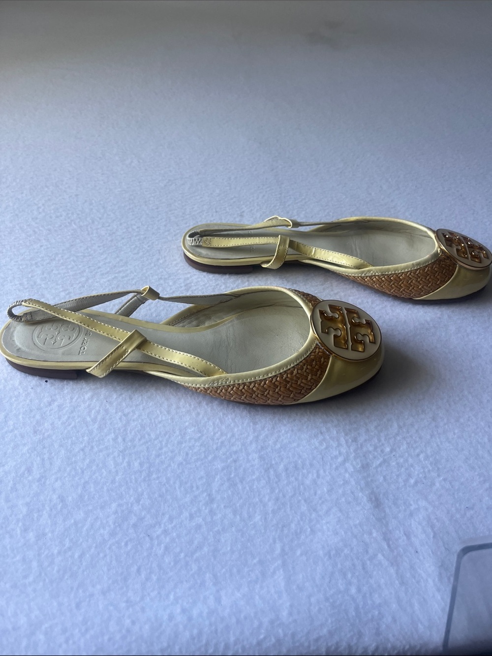 Tory Burch Randy Slingback Flat in Raffia & Yellow - Picture 5 of 8